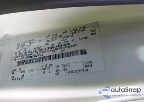 2008 Ford E-150 Xl/Xlt z USA, uszkodzony, nr VIN 1FMNE11W48DB20352